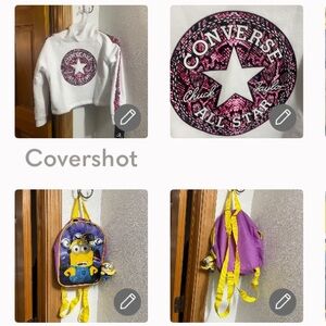 Converse⭐️Sweatshirt M 10-12+Minions🎒w 3 keychains